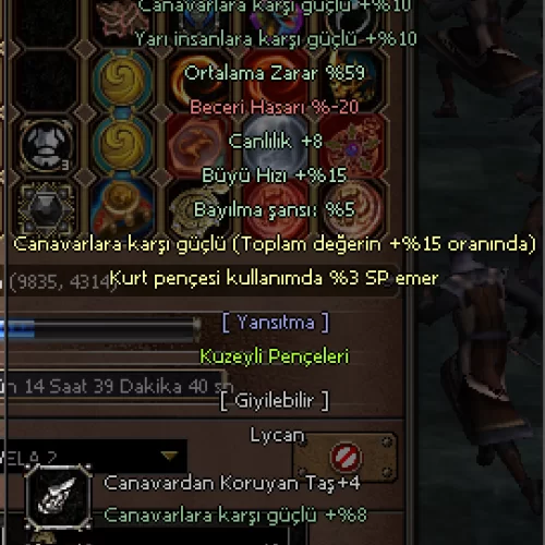  ARAGONİT ZOYAK PENÇE +9 KUZEYLİ PENÇELER YANSITMALI SERVERDE TEK